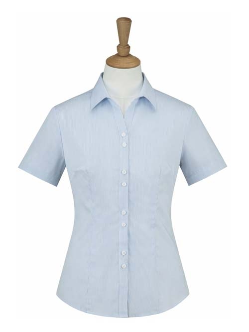 MTV-209蓝条女短袖衬衫