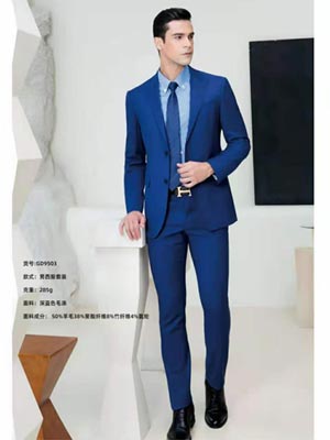 男士GD9503西服套装-深蓝色毛涤-50%羊毛38%聚酯纤维8%竹纤维4%氨纶