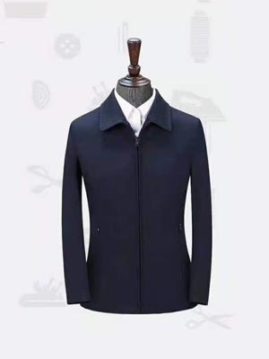 HJ2079藏青色 平纹 女士夹克 大衣 聚酯纤维外套定制